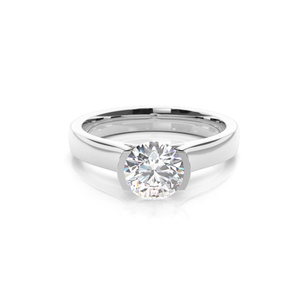 Semi Bezel Setting Large Engagement Ring