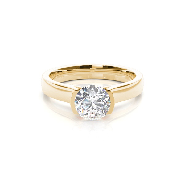 Semi Bezel Setting Large Engagement Ring