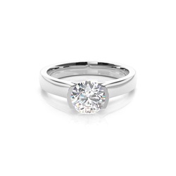 Semi Bezel Setting Large Engagement Ring