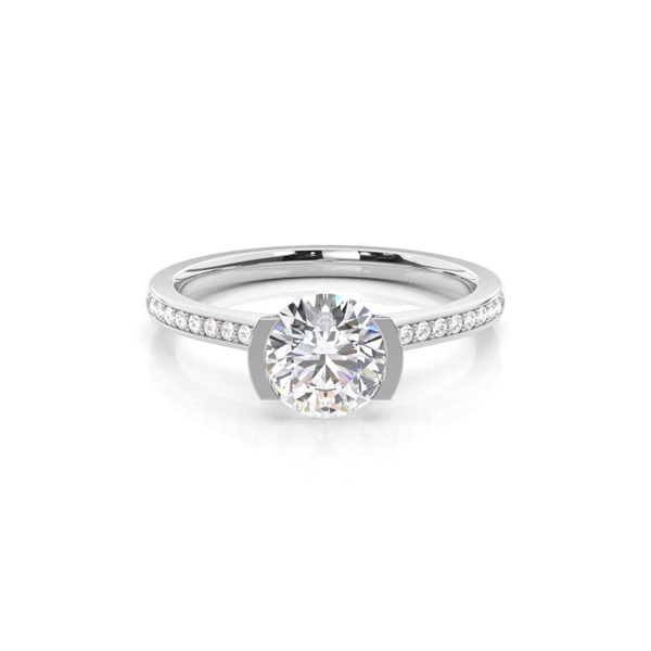 Semi Bezel Setting Thin Side Stone Engagement Ring
