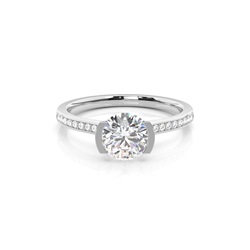 Semi Bezel Setting Thin Side Stone Engagement Ring