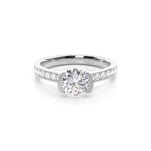 Semi Bezel Setting Medium Side Stone Engagement Ring