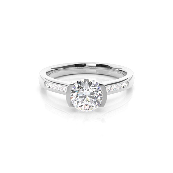 Semi Bezel Setting Medium Side Stone Engagement Ring