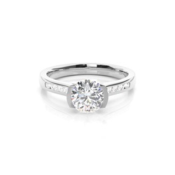 Semi Bezel Setting Medium Side Stone Engagement Ring