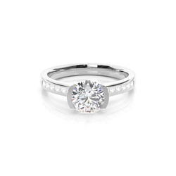 Semi Bezel Setting Medium Side Stone Engagement Ring