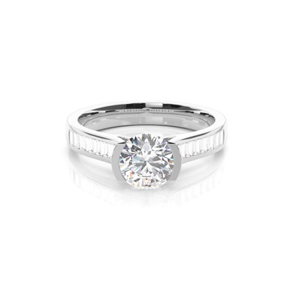                              Semi Bezel Setting Large Side Stone Engagement Ring