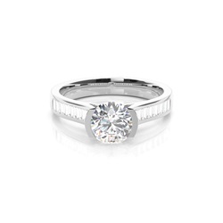 Semi Bezel Setting Large Side Stone Engagement Ring