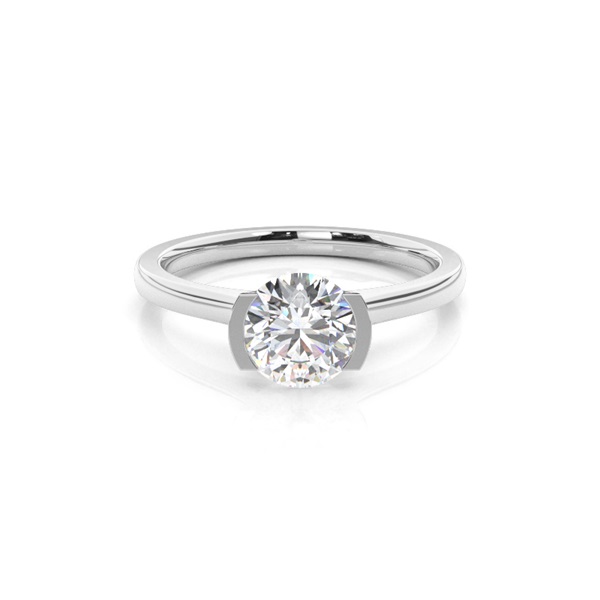 Semi Bezel Setting Thin Engagement Ring