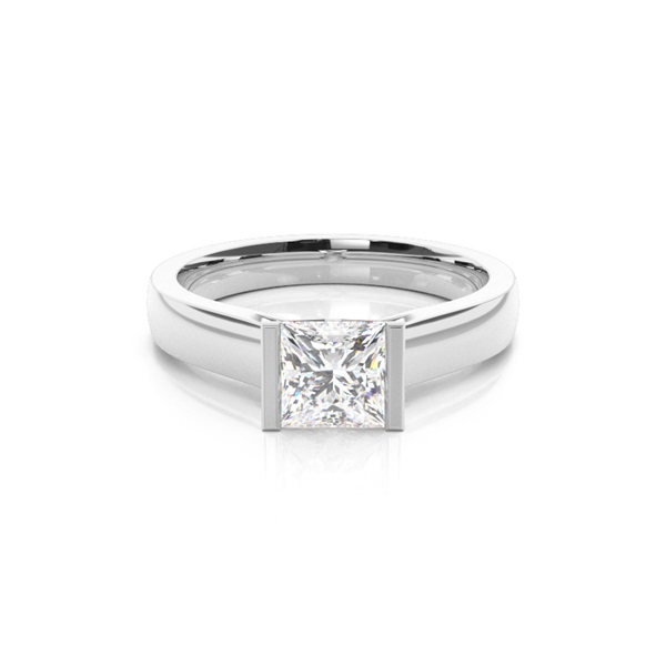 Semi Bezel Setting Large Engagement Ring