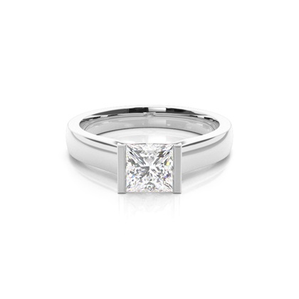 Semi Bezel Setting Large Engagement Ring