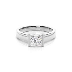 Semi Bezel Setting Large Engagement Ring