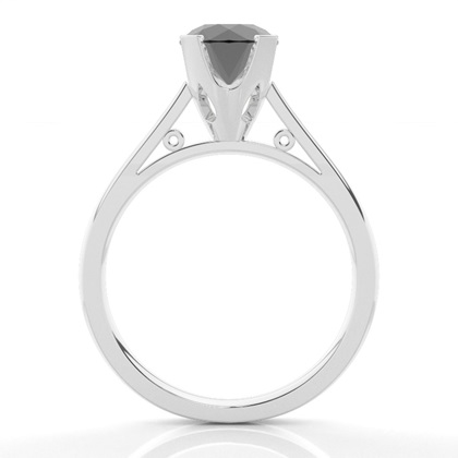 4 Prong Setting Thin Engagement Black Diamond Ring