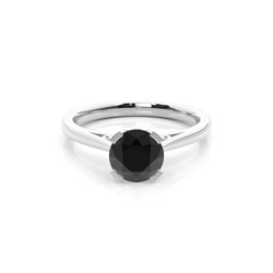 Schwarzer Diamant Verlobungsring dünn in einer 4er-Krappenfassung