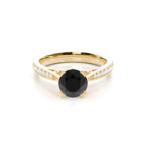 4 Prong Setting Medium Side Stone Engagement Black Diamond Ring