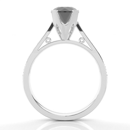 4 Prong Setting Medium Side Stone Engagement Black Diamond Ring