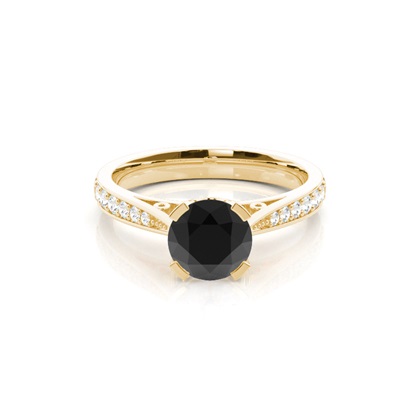 Gelbgold Schwarze Diamanten Verlobungsringe