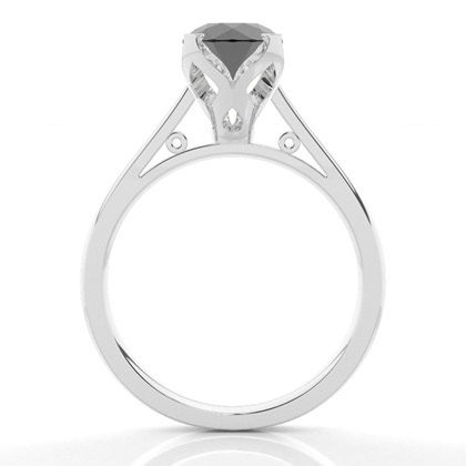 4 Prong Setting Thin Engagement Black Diamond Ring