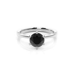 Schwarzer Diamant Verlobungsring dünn in einer 6er-Krappenfassung