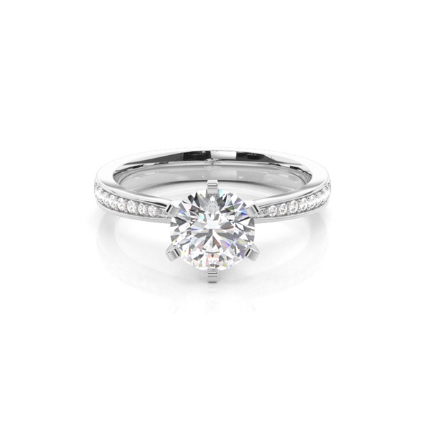 6 Prong Setting Medium Side Stone Engagement Ring