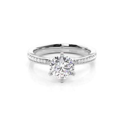 6 Prong Setting Medium Side Stone Engagement Ring
