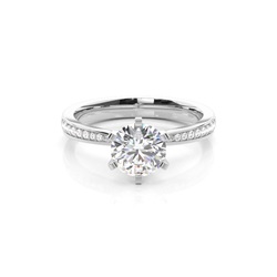 Diamantring in einer Krappenfassung mit medium Schulter Diamanten
