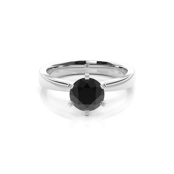 6 Prong Setting Large Engagement Black Diamond Ring