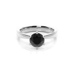 Schwarzer Diamant Verlobungsring gross in einer 6er-Krappenfassung