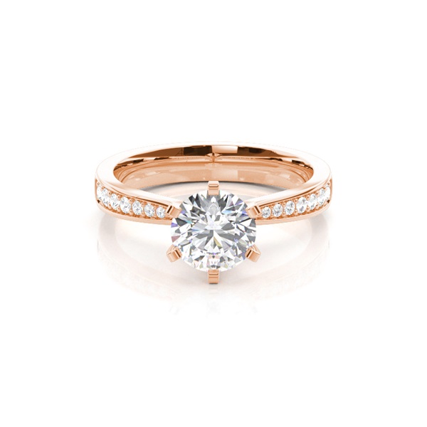 6 Prong Setting Large Side Stone Engagement Ring