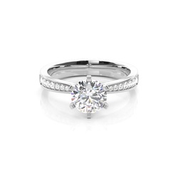 Diamant Verlobungsring in einer Krappenfassung mit großen Schulter Diamanten