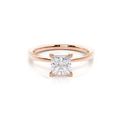 Princess Rose Gold Simple Diamond Engagement Rings