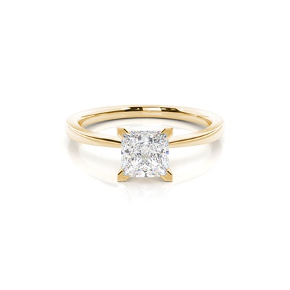 Princess Yellow Gold Simple Diamond Engagement Rings