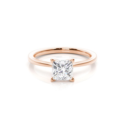 Princess Rose Gold Classic Solitaire Engagement Rings
