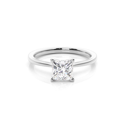 Princess Silver Solitaire Diamond Rings