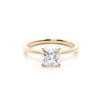 Princess Yellow Gold Classic Solitaire Engagement Rings