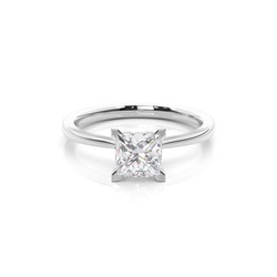 White Gold Round Moissanite Engagement Ring