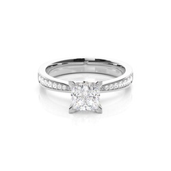 White Gold Round Side Stone Diamond Engagement Ring