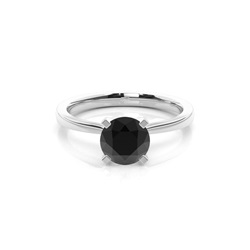 Schwarzer Diamant Verlobungsring dünn in einer 4er-Krappenfassung