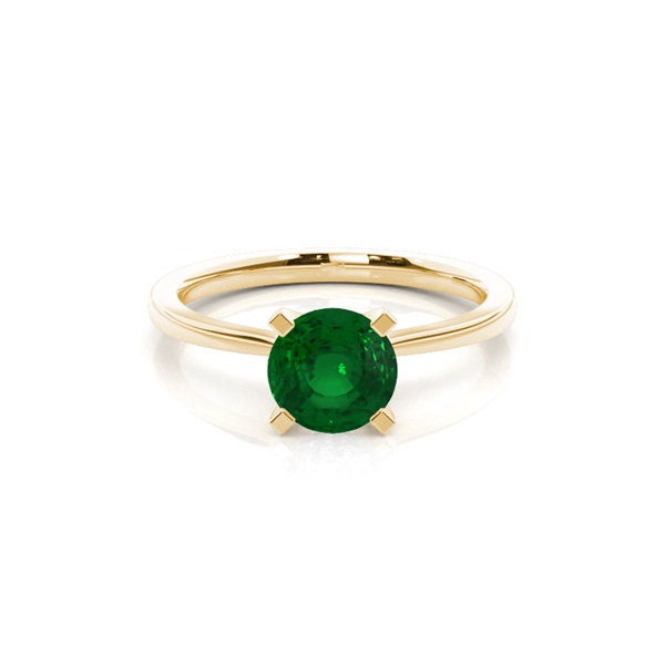 4 Prong Round Emerald Diamond Engagement Ring