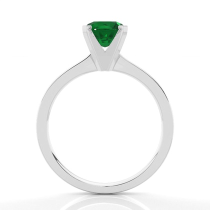 4 Prong Round Emerald Diamond Engagement Ring