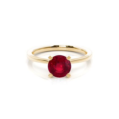 4 Prong Round Ruby Diamond Engagement Ring