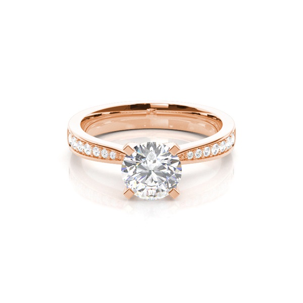 White Gold Round Side Stone Diamond Engagement Ring