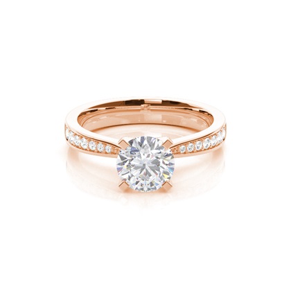White Gold Round Side Stone Moissanite Engagement Ring