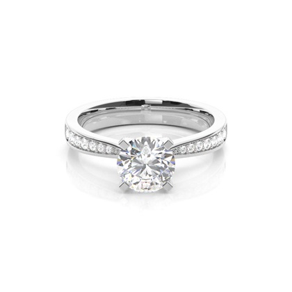 White Gold Round Side Stone Diamond Engagement Ring