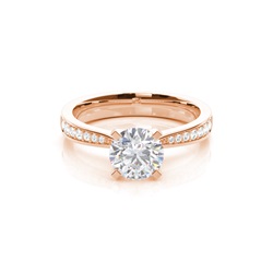 White Gold Round Side Stone Moissanite Engagement Ring