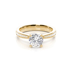 White Gold Round Side Stone Diamond Engagement Ring
