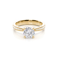 White Gold Round Side Stone Moissanite Engagement Ring