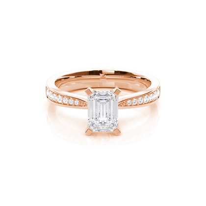 White Gold Round Side Stone Moissanite Engagement Ring