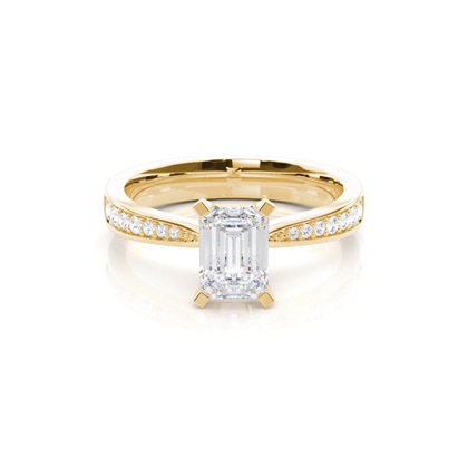 White Gold Round Side Stone Moissanite Engagement Ring