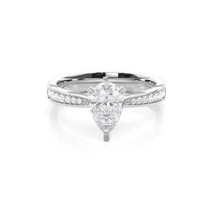 White Gold Round Side Stone Moissanite Engagement Ring