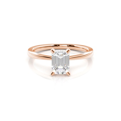 Emerald Rose Gold Simple Diamond Engagement Rings